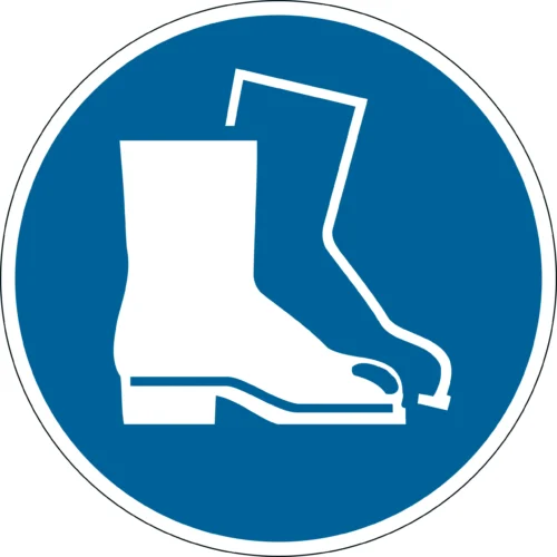 Use foot protection’ Ø430mm self-ad.